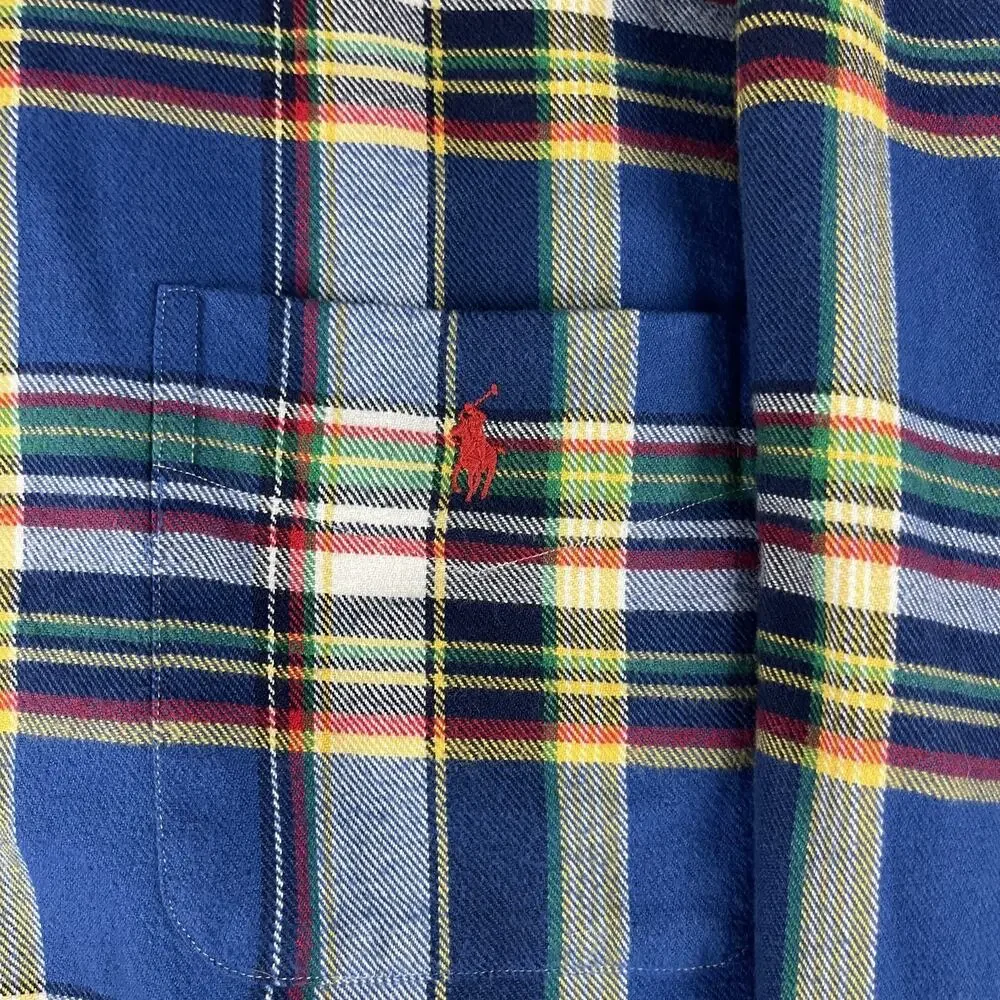 Polo Ralph Lauren Flannel Shirt Mens‎ 2XLT Plaid Button Down Performance Preppy